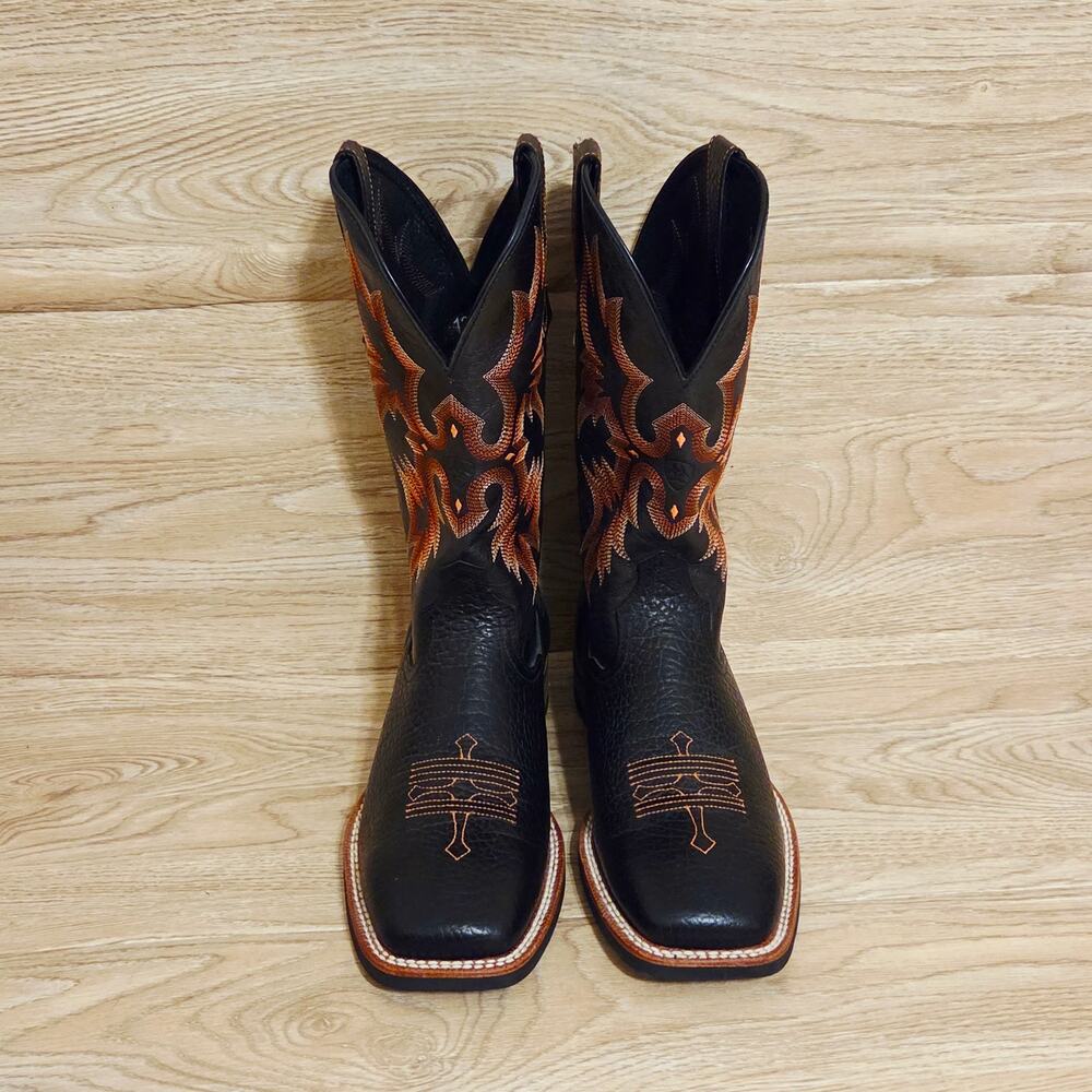 Ariat Tombstone Black Leather Square Toe Western Cowboy Boots Mens Size 12D - Picture 2 of 8